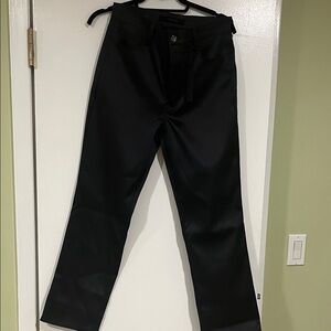 Black sateen Straight-Leg Pants